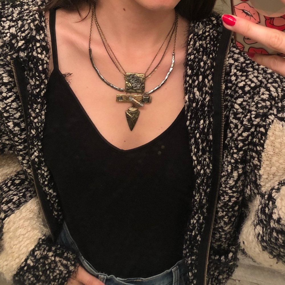 Boho Mixed Metal Statement Necklace
